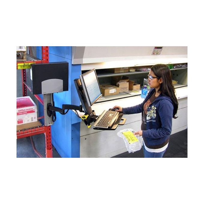Ergotron Braccio a Muro Serie 200 Combo Arm per Lcd fino a 24'' e Tastiera Portata 2,7-8,2Kg Nero