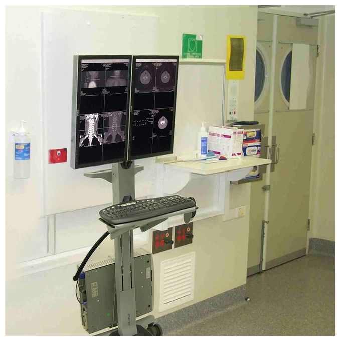 Ergotron 24-194-055 Neo-Flex Carrello Multimediale per 2 Monitor fino a 22'' Altezza Regolabile 51 cm Rotazione 360° con Tecnologia Constant Force colore Grigio