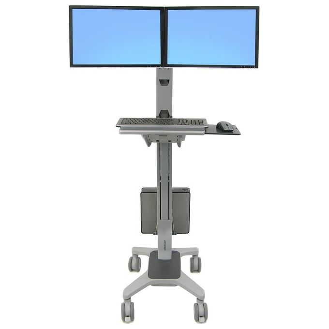 Ergotron 24-194-055 Neo-Flex Carrello Multimediale per 2 Monitor fino a 22'' Altezza Regolabile 51 cm Rotazione 360° con Tecnologia Constant Force colore Grigio