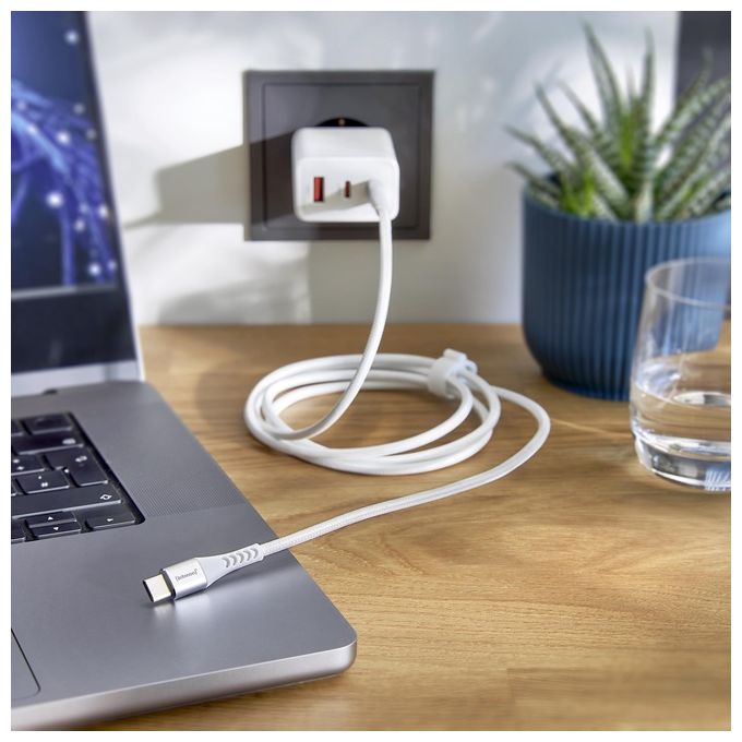 Intenso Cavo USB C315C USB-C a USB-C Cavo Dati e Ricarica Power Delivery fino a 60 Watt Nylon 1.5mt Bianco