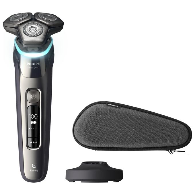 Philips S9974-35 Shaver Series 9000 Rasoio elettrico rotativo Wet and Dry 3 testine autonomia 60 min colore Cromo