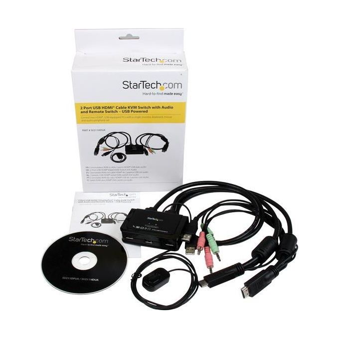 StarTech Switch KVM cavo HDMI USB 2 porte con audio e switch remoto - Alimentazione USB