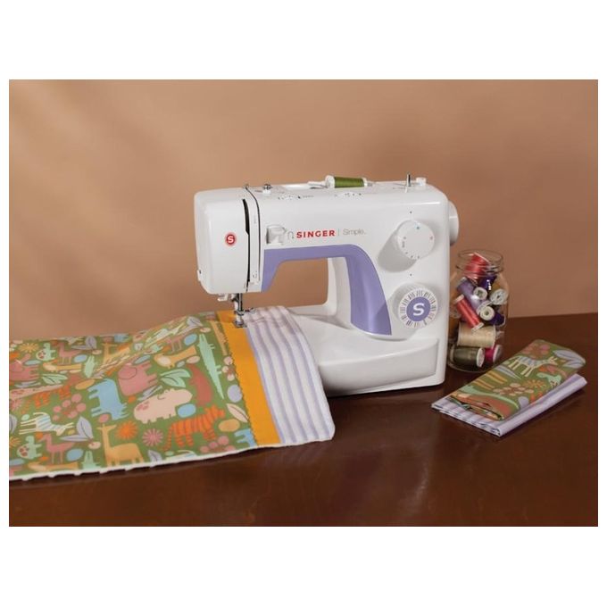 Singer Simple 3232, Macchina da Cucire Portatile, Infila Ago Automatico, Bianca e Viola