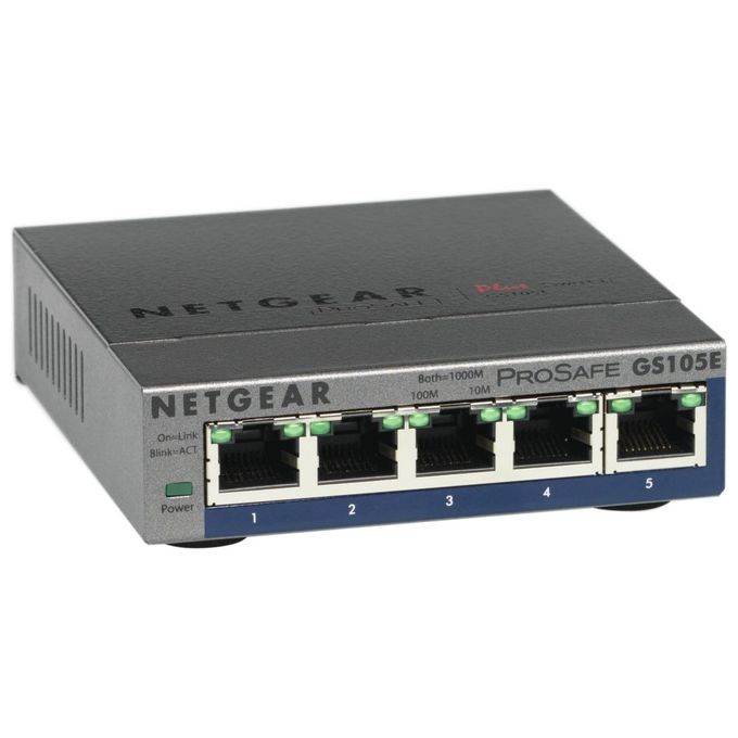 NETGEAR GS105E Switch di Rete Gestito L2-L3 5 Porte Gigabit Ethernet Grigio