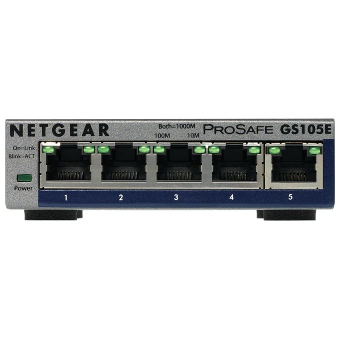 NETGEAR GS105E Switch di Rete Gestito L2-L3 5 Porte Gigabit Ethernet Grigio