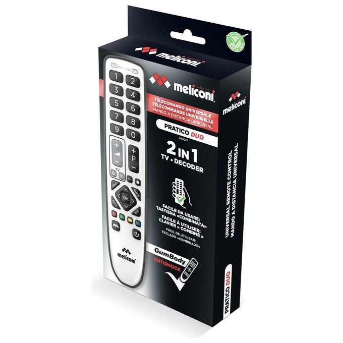 Meliconi Gumbody Pratico 2 Telecomando IR Wireless TV Set-Top Box TV Pulsanti