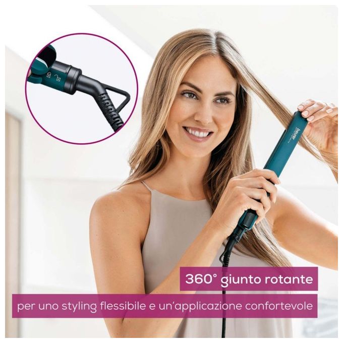 Beurer 59400 HS50 Ocean Piastra per capelli ceramica cheratina 11 livelli 120-220°C display LED spegnimento automatico colore Blu Petrolio