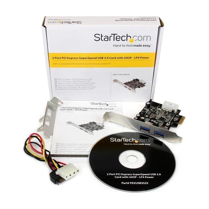 StarTech Adattatore scheda SuperSpeed USB 3.0 con 2 porte PCI Express (PCIe) con UASP - Alimentazione LP4