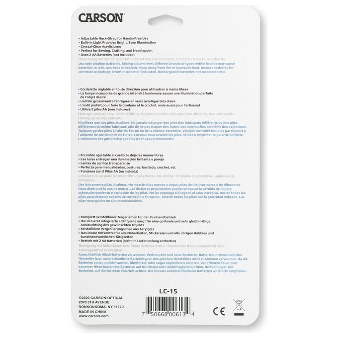 Carson LC-15 LumiCraft Lente d'Ingrandimento 2x con Luce Led