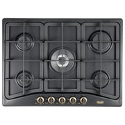 De Longhi ANF 57 PRO Linea Country Piano cottura a Gas 5 Fuochi Griglie in Ghisa Bruciatore Tripla Corona 70 cm Antracite