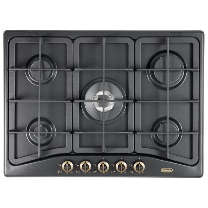 De Longhi ANF 57 PRO Linea Country Piano cottura a Gas 5 Fuochi Griglie in Ghisa Bruciatore Tripla Corona 70 cm Antracite