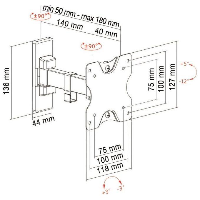 Munari Sp 366 Supporto tv 2 snodi Fino 26''