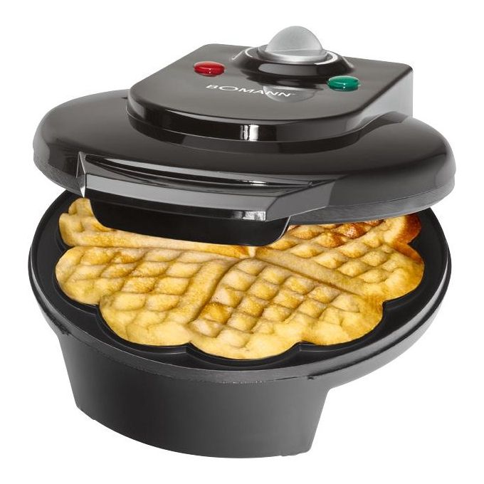 Bomann WA 5018 CB Macchina per Waffle 1200 W piastre antiaderenti 18 cm regolazione temperatura colore Nero