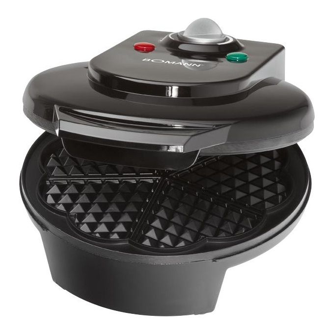 Bomann WA 5018 CB Macchina per Waffle 1200 W piastre antiaderenti 18 cm regolazione temperatura colore Nero