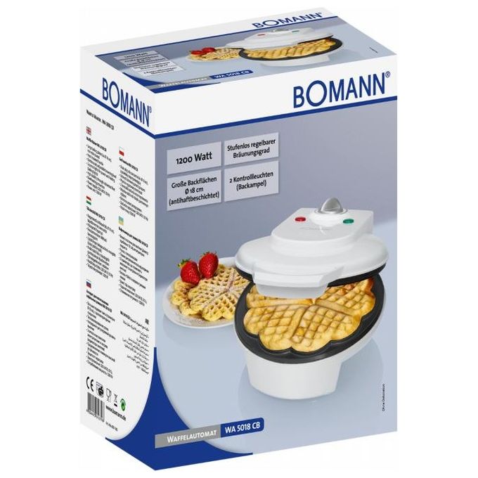 Bomann WA 5018 CB Piastra per Waffle 1200W Bianco