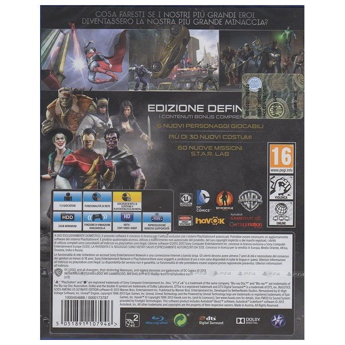WARNER BROS 1000412103 Injustice Gods Among Us Ultimate Edition Gioco Picchiaduro per PS4 Universo DC Comics con Tutti DLC colore Nero