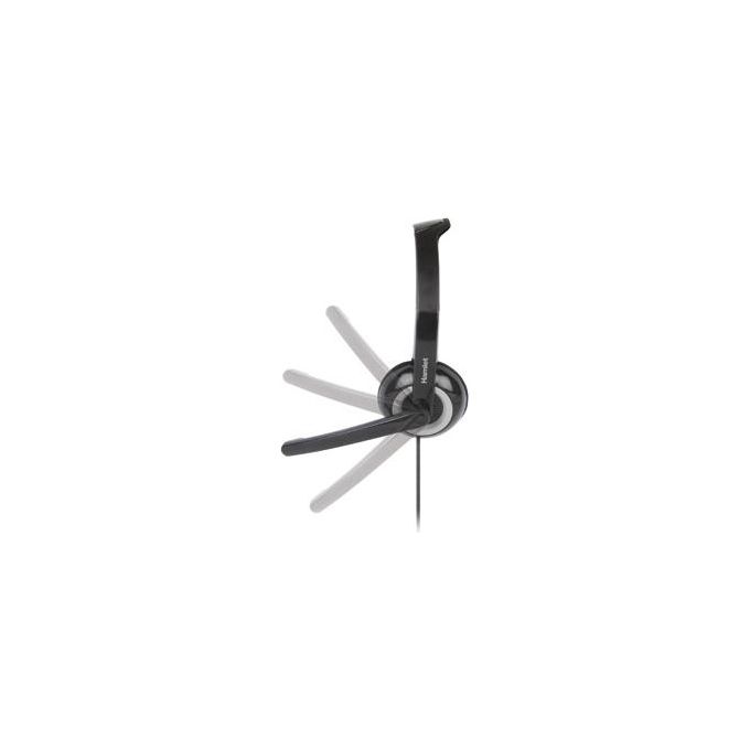 Hamlet Smart Headset Cuffia USB per Computer con Microfono Regolabile Nero