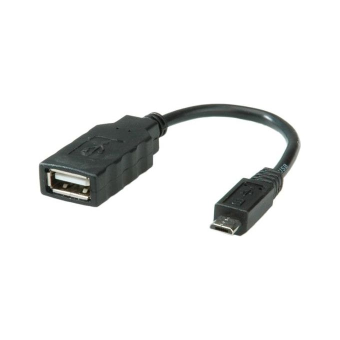 Roline 11.02.8311 Cavo USB OTG 2.0 Micro-USB B Maschio USB A Femmina 0,15 m colore Nero