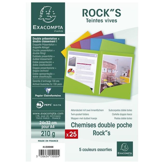 Exacompta cf25 Cartelle Doppia Tasca ass.