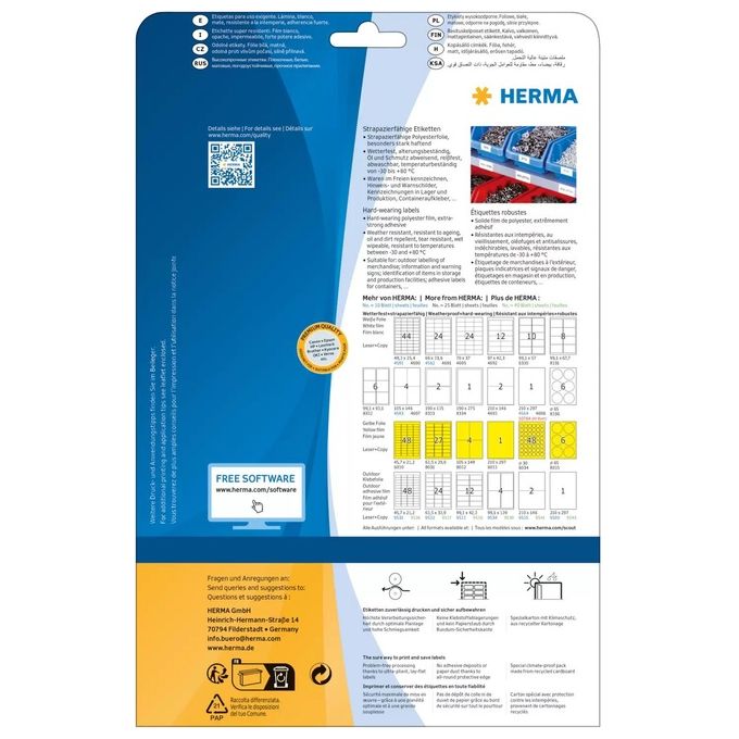 Herma Etichette Resistenti 48,3x25,4mm 25 Fogli A4 1100 Pezzi