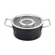 Fissler 156-115-24-000-0 Adamant Pentola 24 cm con Coperchio in Vetro Capacita' 4.9 L in Alluminio Antiaderente Compatibile Induzione colore Nero