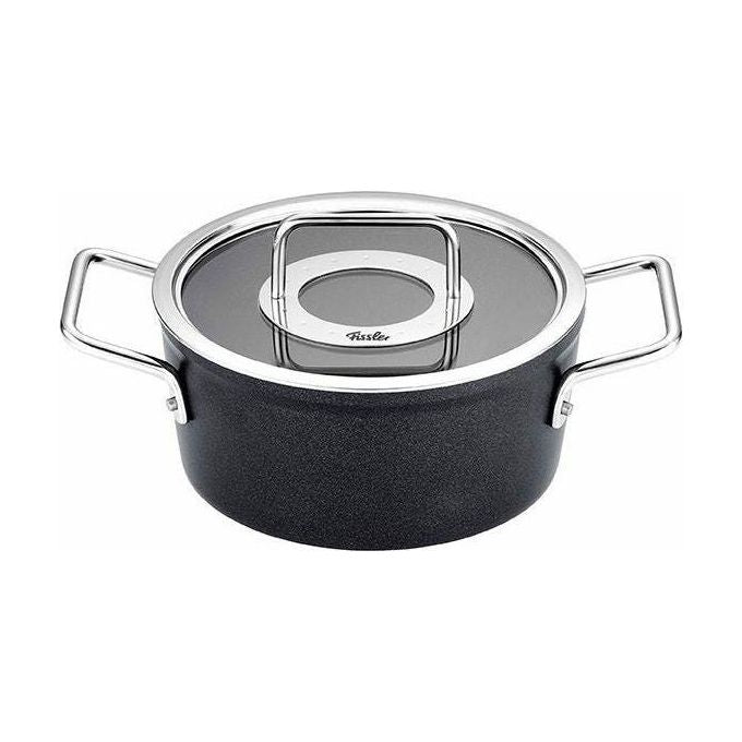 Fissler 156-115-24-000-0 Adamant Pentola 24 cm con Coperchio in Vetro Capacita' 4.9 L in Alluminio Antiaderente Compatibile Induzione colore Nero