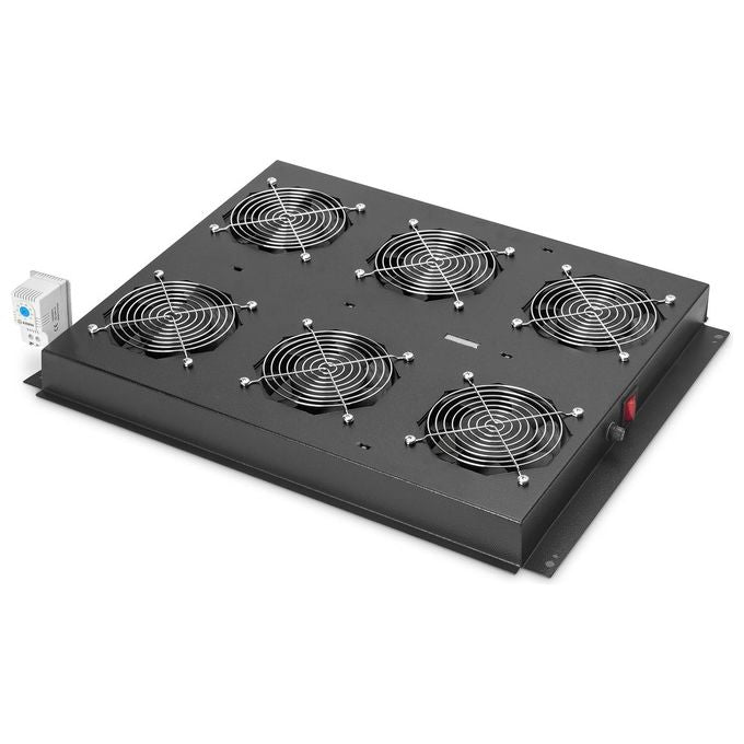 Digitus DN-19 FAN-6-SRV-B Unita' di Raffreddamento a Soffitto per Armadi Server Unique 6 Ventole Termostato Regolabile 13 8 m³-min 47 dB IP20 colore Nero