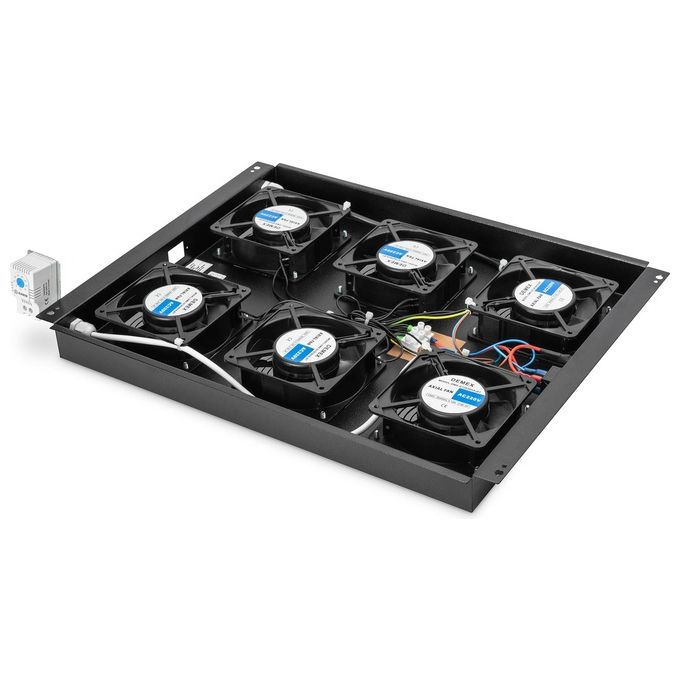 Digitus DN-19 FAN-6-SRV-B Unita' di Raffreddamento a Soffitto per Armadi Server Unique 6 Ventole Termostato Regolabile 13 8 m³-min 47 dB IP20 colore Nero