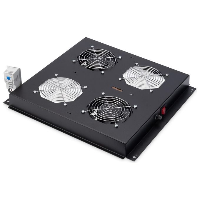 Digitus DN-19 FAN-2-B-N Unita' di ventilazione da tetto per armadi di rete 2 ventole 276 m³-h termostato regolabile interruttore ON-OFF colore Nero