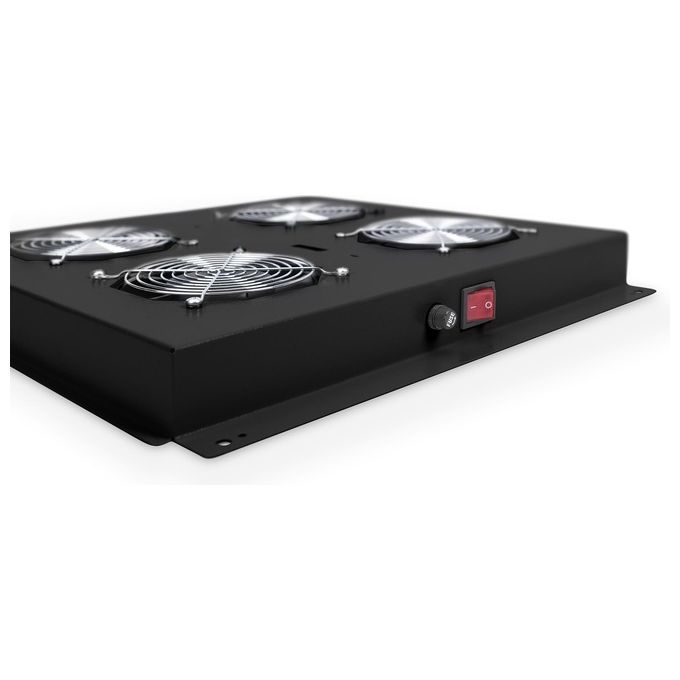 Digitus DN-19 FAN-2-B-N Unita' di ventilazione da tetto per armadi di rete 2 ventole 276 m³-h termostato regolabile interruttore ON-OFF colore Nero