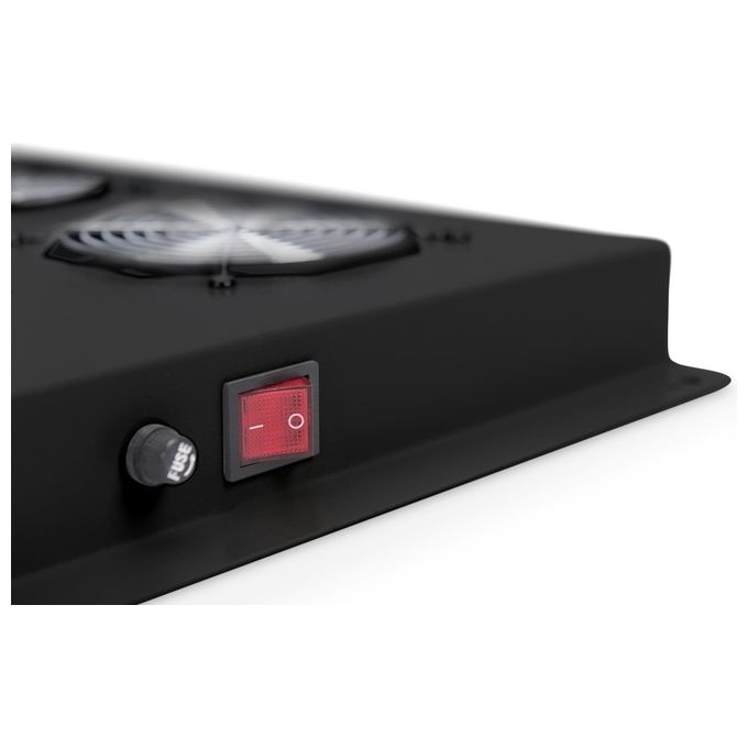 Digitus KIT_ 4 Ventole Con Termostato, 12.8 Metri  Cubi Circolazione D'Aria Colore Nero Ral 9005 per Armadi Linea Server (Dn-19 Fan-4-1000Sw)
