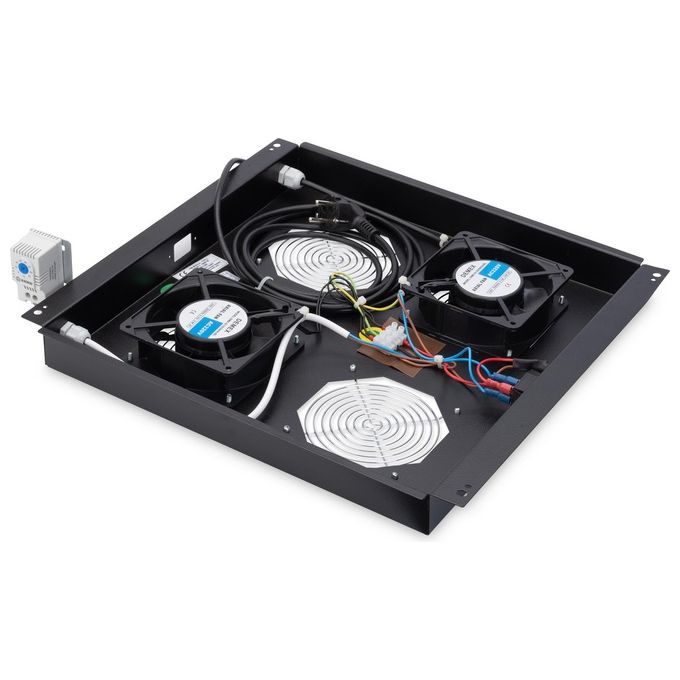 Digitus DN-19 FAN-2-B-N Unita' di ventilazione da tetto per armadi di rete 2 ventole 276 m³-h termostato regolabile interruttore ON-OFF colore Nero