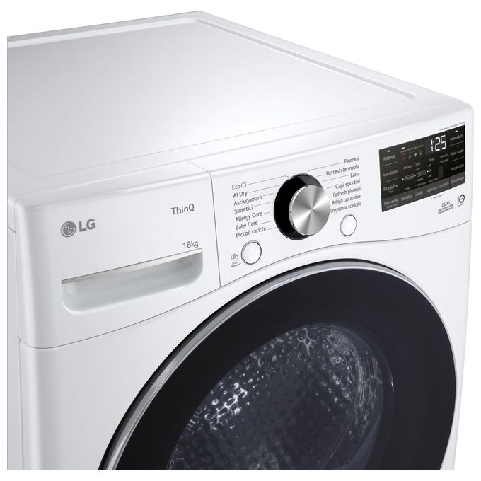 LG RH18U8AVCW Asciugatrice Pompa di Calore 18 Kg Classe D DUAL Inverter Direct Drive AI Dry Wi-Fi (99x77x82 cm) colore Bianco