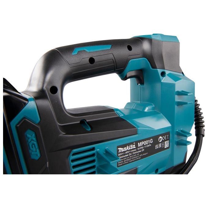 Makita MP001GZ Compressore Portatile a Batteria 40V max 11,1 bar 24 l-min con Display Digitale e Spegnimento Automatico colore Nero Blu