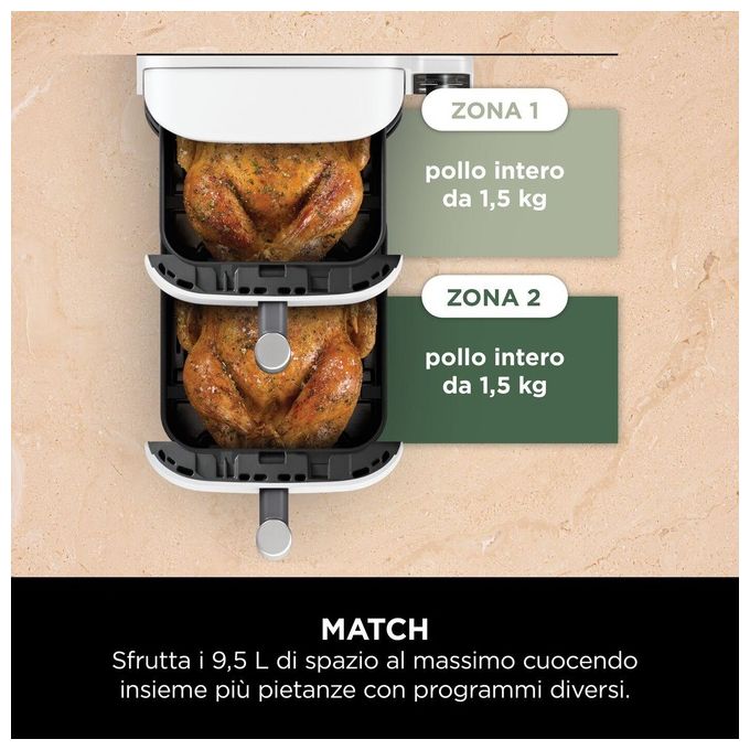 Ninja SL400EUWH Friggitrice ad aria 9.5 L 2470 W 6 programmi Display incluso colore Bianco