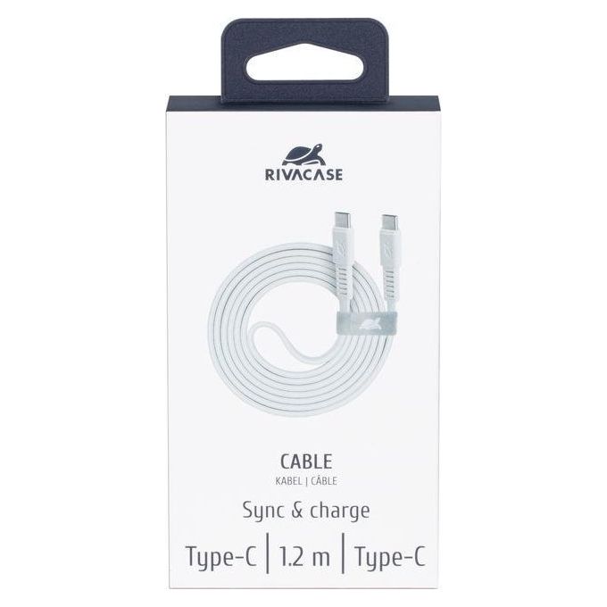 Rivacase Cavo di Ricarica Piatto Type-C - Type-C 1.2mt Bianco
