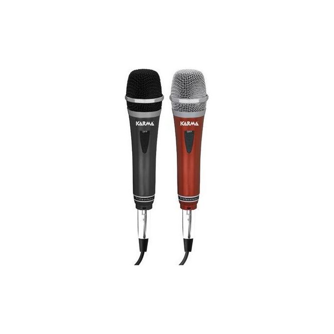 Karma KIT_ 2 Microfoni Dinamici Rosso e Nero, 6.3mm, 4 m