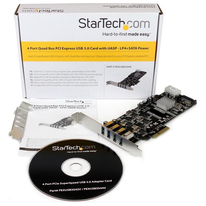 StarTech Adattatore scheda SuperSpeed USB 3.0 PCI Express (PCIe) Quad Bus a 4 porte con UASP - Alimentazione SATA-LP4