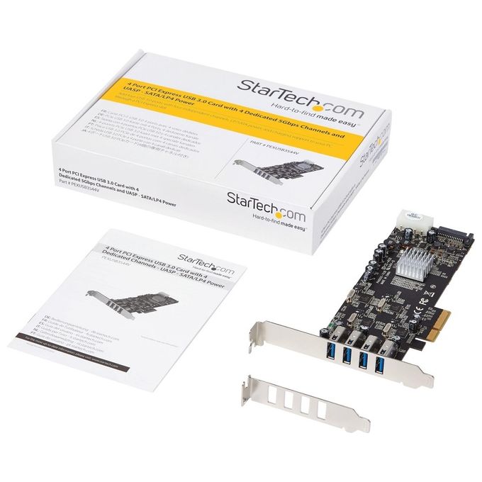 StarTech Adattatore scheda SuperSpeed USB 3.0 PCI Express (PCIe) Quad Bus a 4 porte con UASP - Alimentazione SATA-LP4