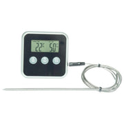 Electrolux E4KTD001 Termometro Digitale con Termosonda per Carne Timer Fino a 99 Minuti Allarme Acustico Acciaio Inox e Silicone colore Nero