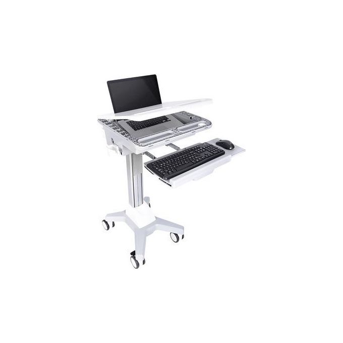 Nilox Workstation Ergonomica Notebook Carrello e Supporto Multimediale Argento-Bianco