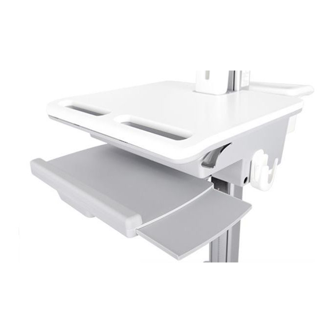 Nilox Workstation Ergonomica Notebook Carrello e Supporto Multimediale Argento-Bianco