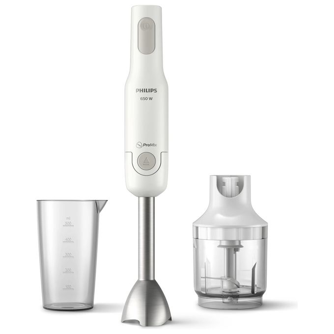 Philips HR2535-00 Daily Collection Frullatore a Immersione ProMix 650 W S Blade Tritatutto incluso colore Bianco Grigio