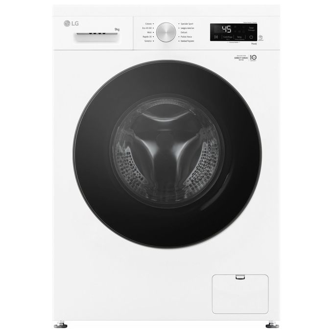 LG F4NX1009NWB Serie X1 - Lavatrice a carica frontale 9 kg, 1400 rpm, Classe A, 6 Motion Direct Drive, Allergy Care, Wi-Fi, (85x60x55 cm), Bianco