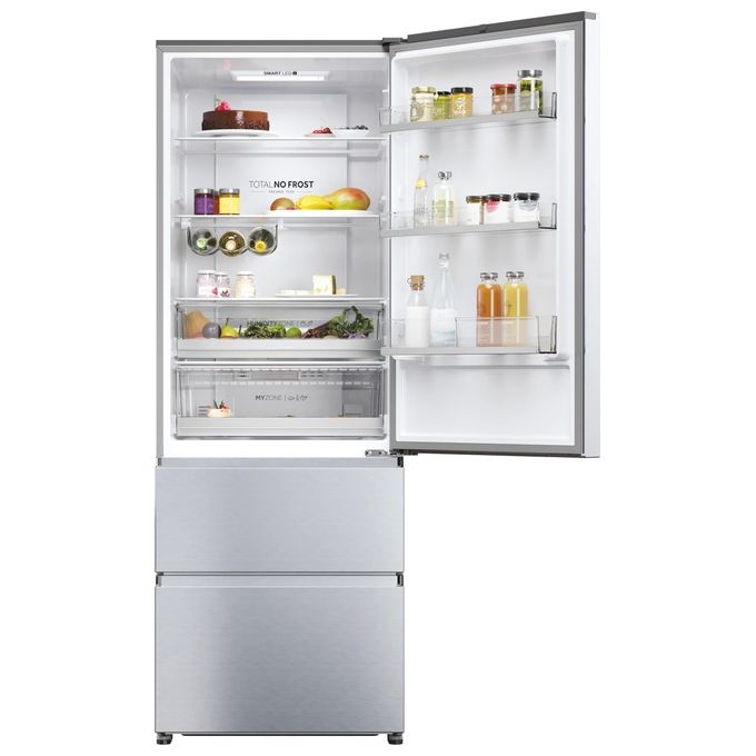 Haier HTR5720ENMG 3D 70 Serie 5 Frigorifero Combinato 3 Porte 483 L 200 cm Classe E 37 dB No Frost colore Argento