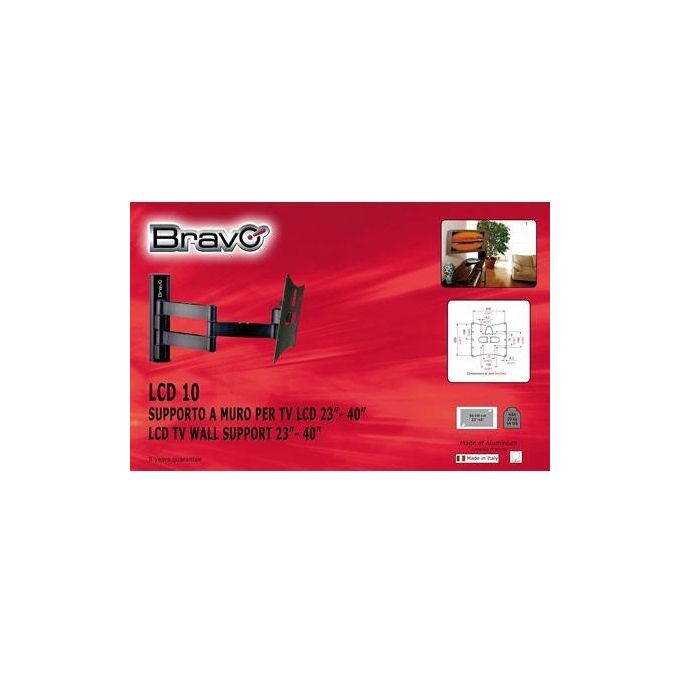 Bravo staffa Tv da LCD10 23-40'' max kg20 attacco max 20x20cm orientabile 10Â°-+15Â°