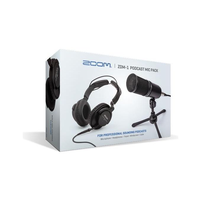 Zoom ZDM-1PMP Kit Podcast Microfono Dinamico Supercardioide Cuffie Chiuse Treppiede Cavo XLR 2m colore Nero