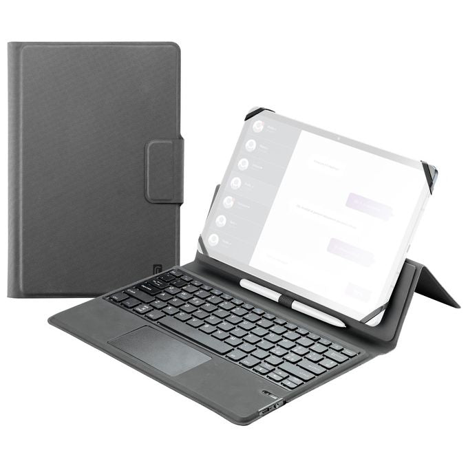 Cellularline KEYBOARDCASETABK Keyboard Case Custodia con Tastiera Wireless Integrata per Tablet fino a 11'' con Touchpad e Supporto Pennino colore Nero