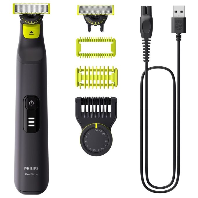 Philips QP6542-15 OneBlade Pro 360 Regolabarba e Rifinitore Viso e Corpo 14 Lunghezze Wet and Dry autonomia 90 min colore Nero