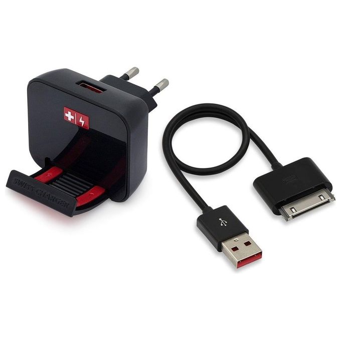 Swiss charger Caricatore Ipad Iphone da Viaggio Cavo 1a + Usb a 30 Pin eco Verde
